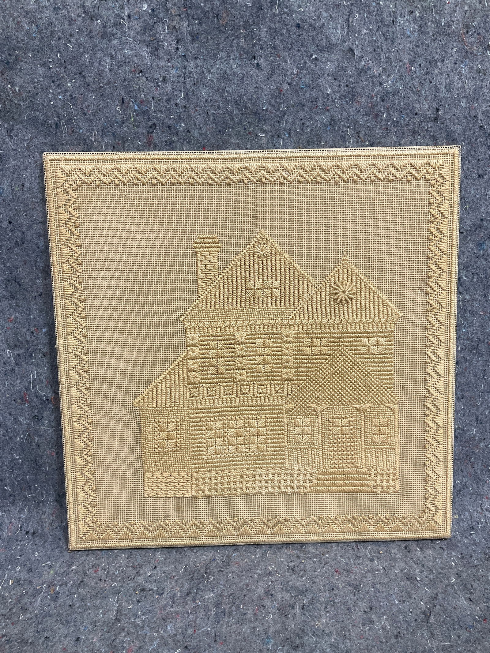 Vintage cream colored needlepoint art piece: Vintage cream colored needlepoint art piece
