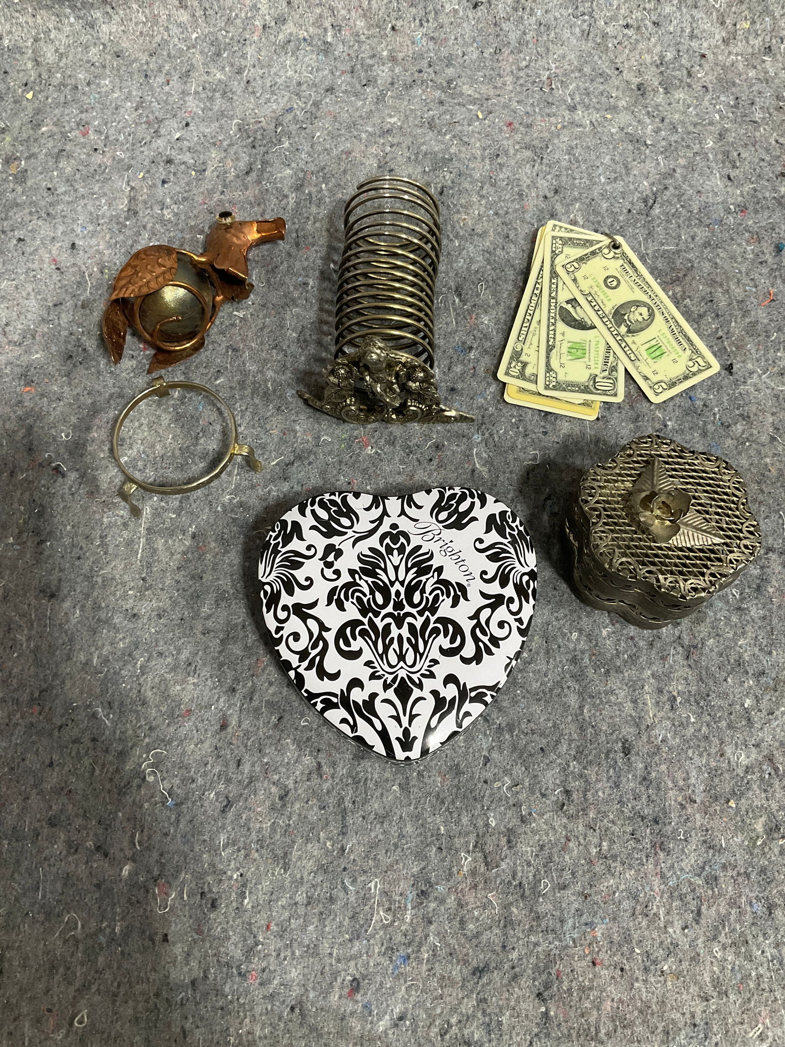 Lidded trinket box, early 1900s metal trinket box, and more: Lidded trinket box, early 1900s metal trinket box, and more