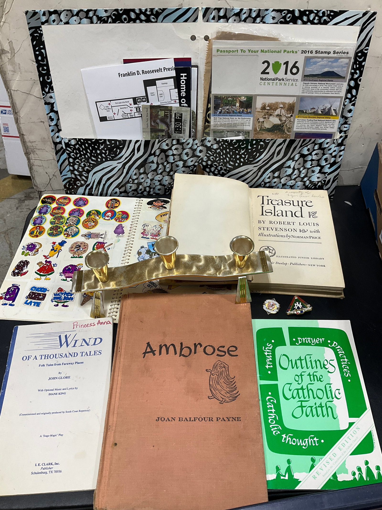 Vintage candelabra, Treasure Island book, and more: Vintage candelabra, Treasure Island book, and more