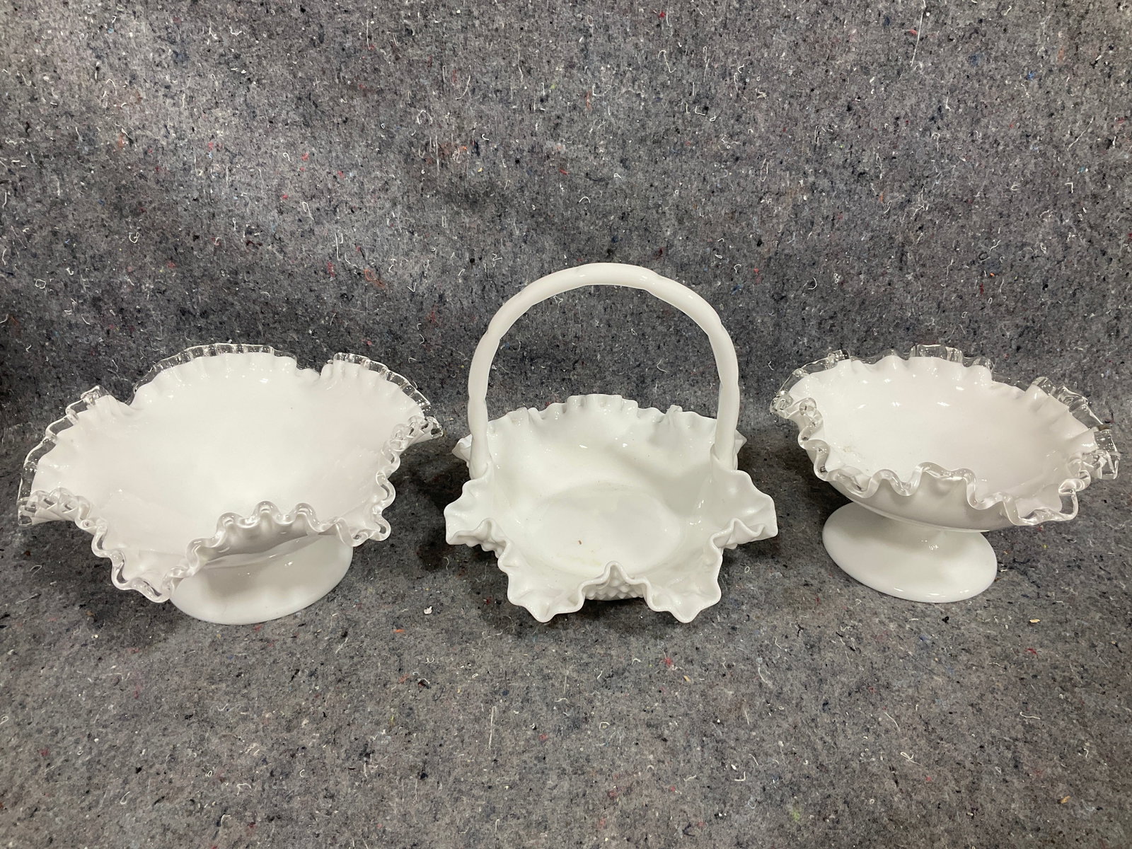 Fenton candy bowls and hobnail basket(7intall): Fenton candy bowls and hobnail basket(7intall)