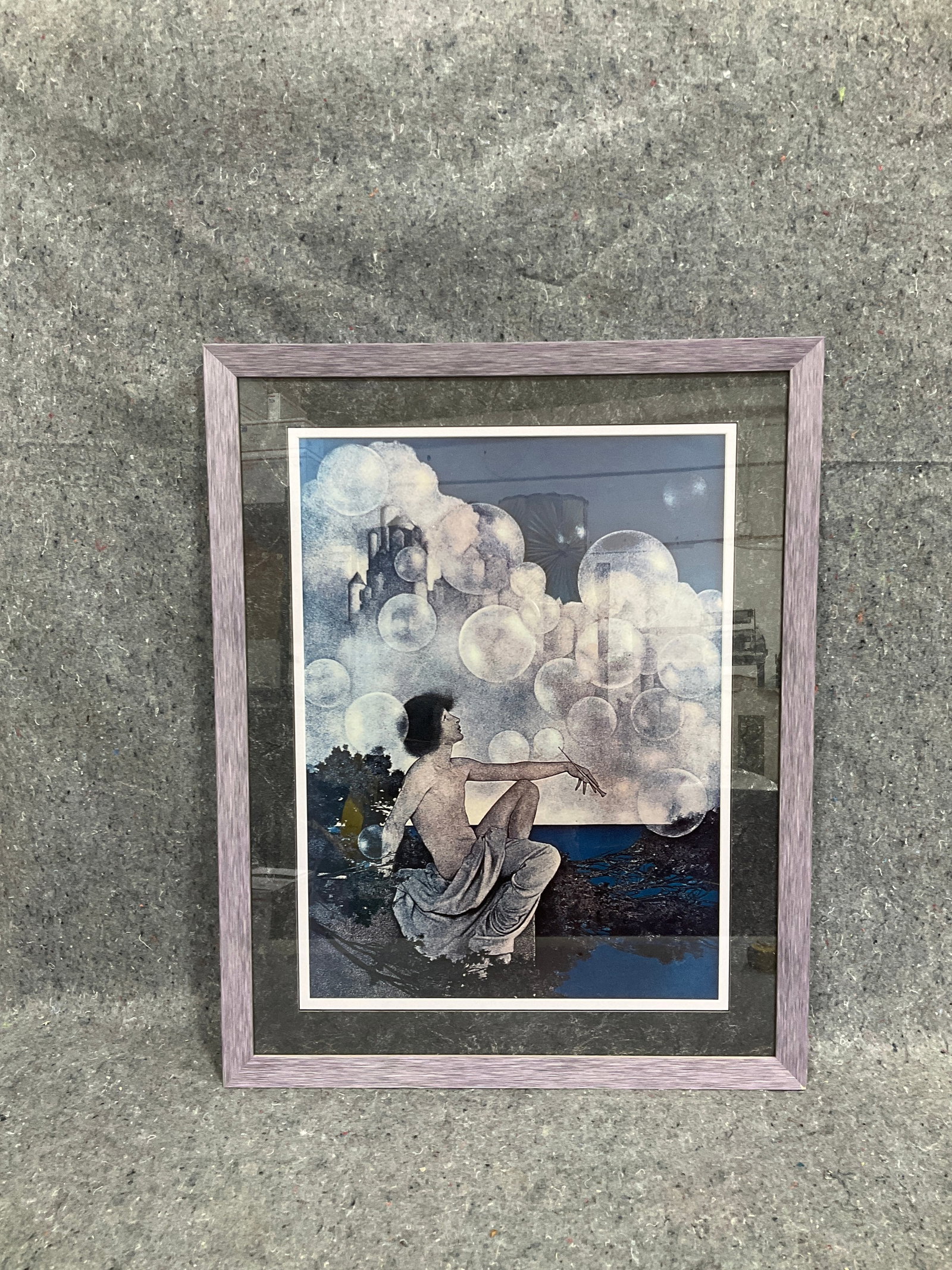 Framed air castles lithograph print by Maxfield Parrish(19.5inx24.5in): Framed air castles lithograph print by Maxfield Parrish(19.5inx24.5in)
