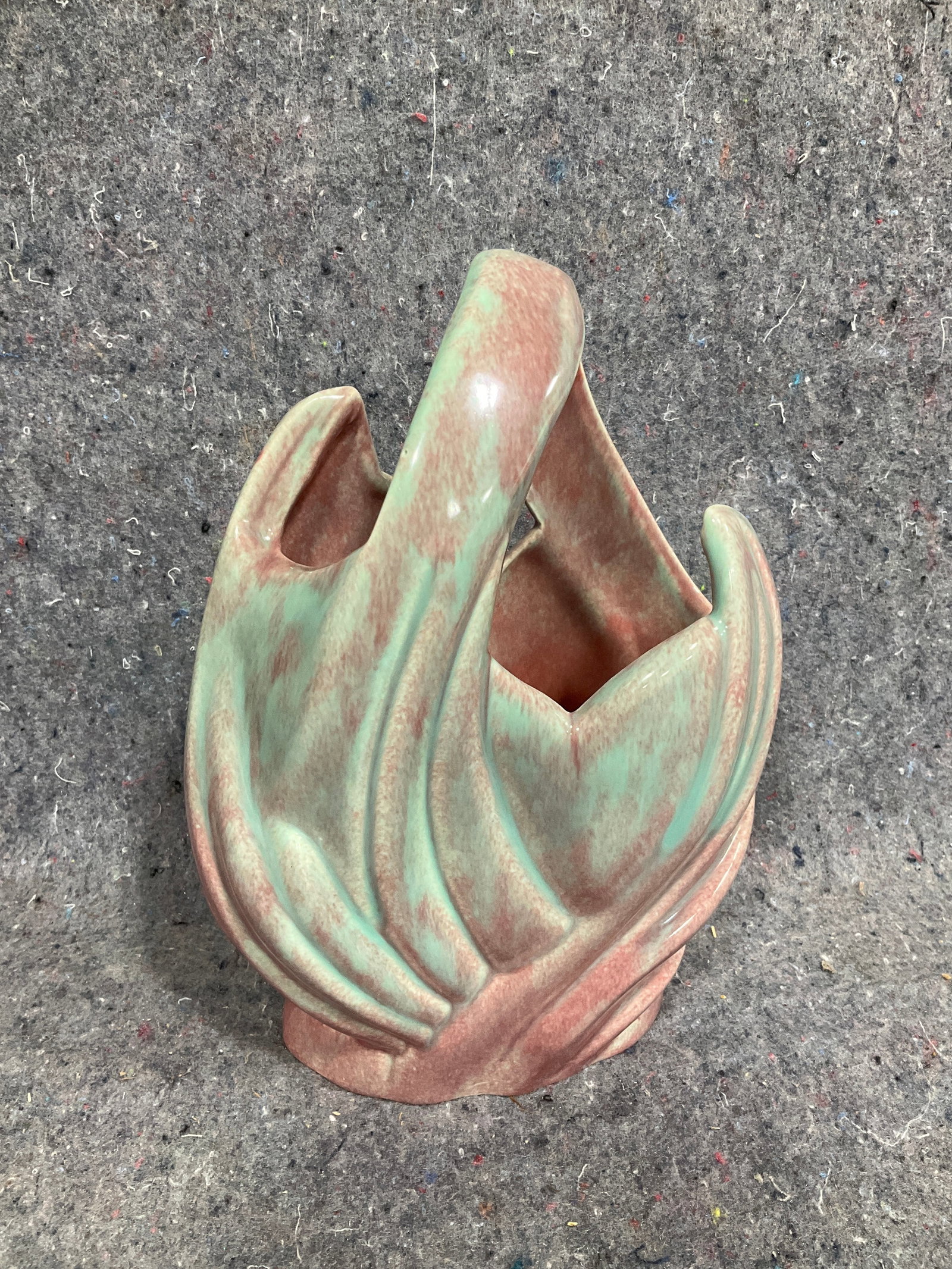 Vintage West Coast Pottery Vase(small hole on handle-9in tall): Vintage West Coast Pottery Vase(small hole on handle-9in tall)