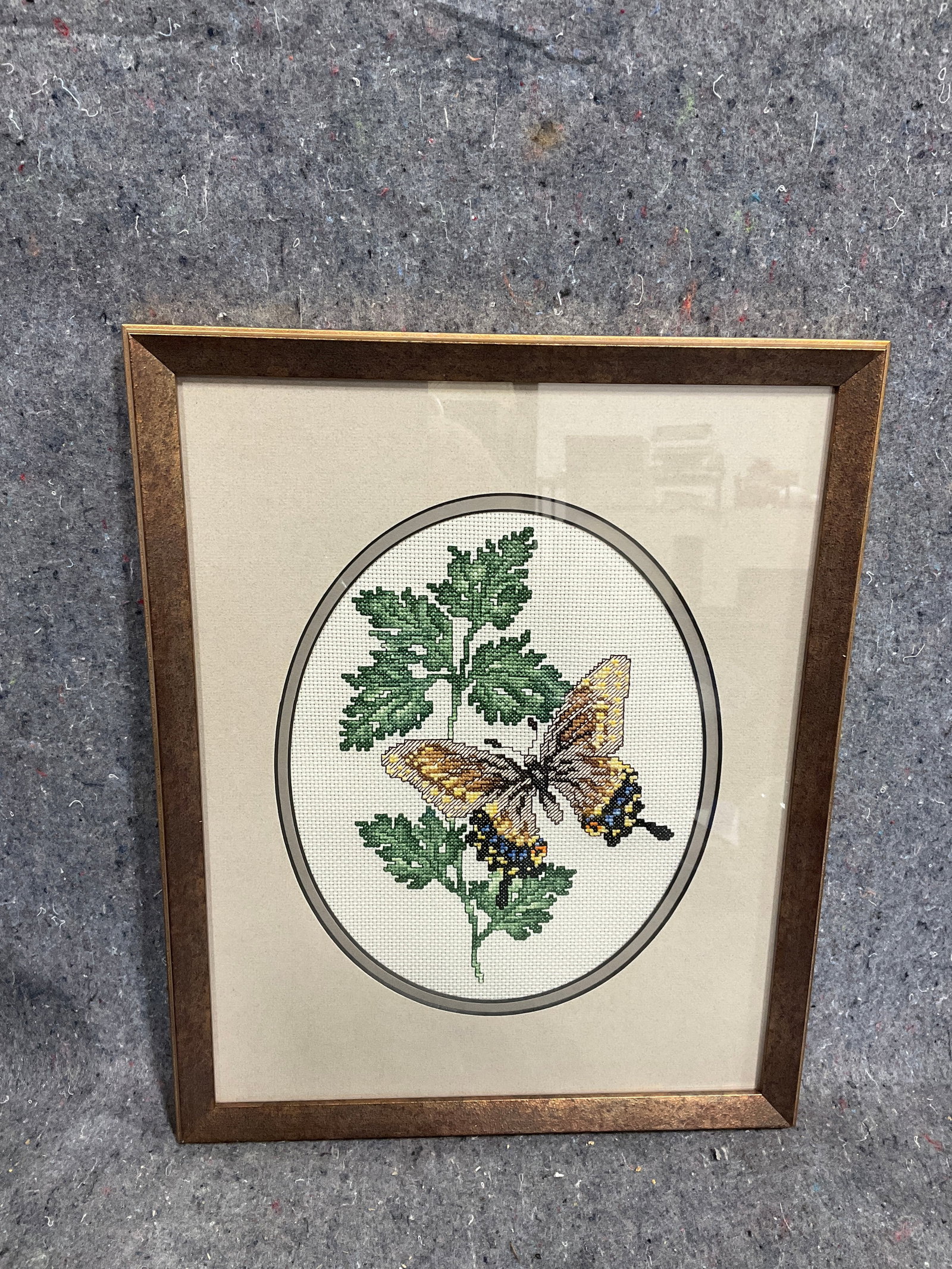 Framed cross stitch buterfly artwork(12inx15in): Framed cross stitch buterfly artwork(12inx15in)