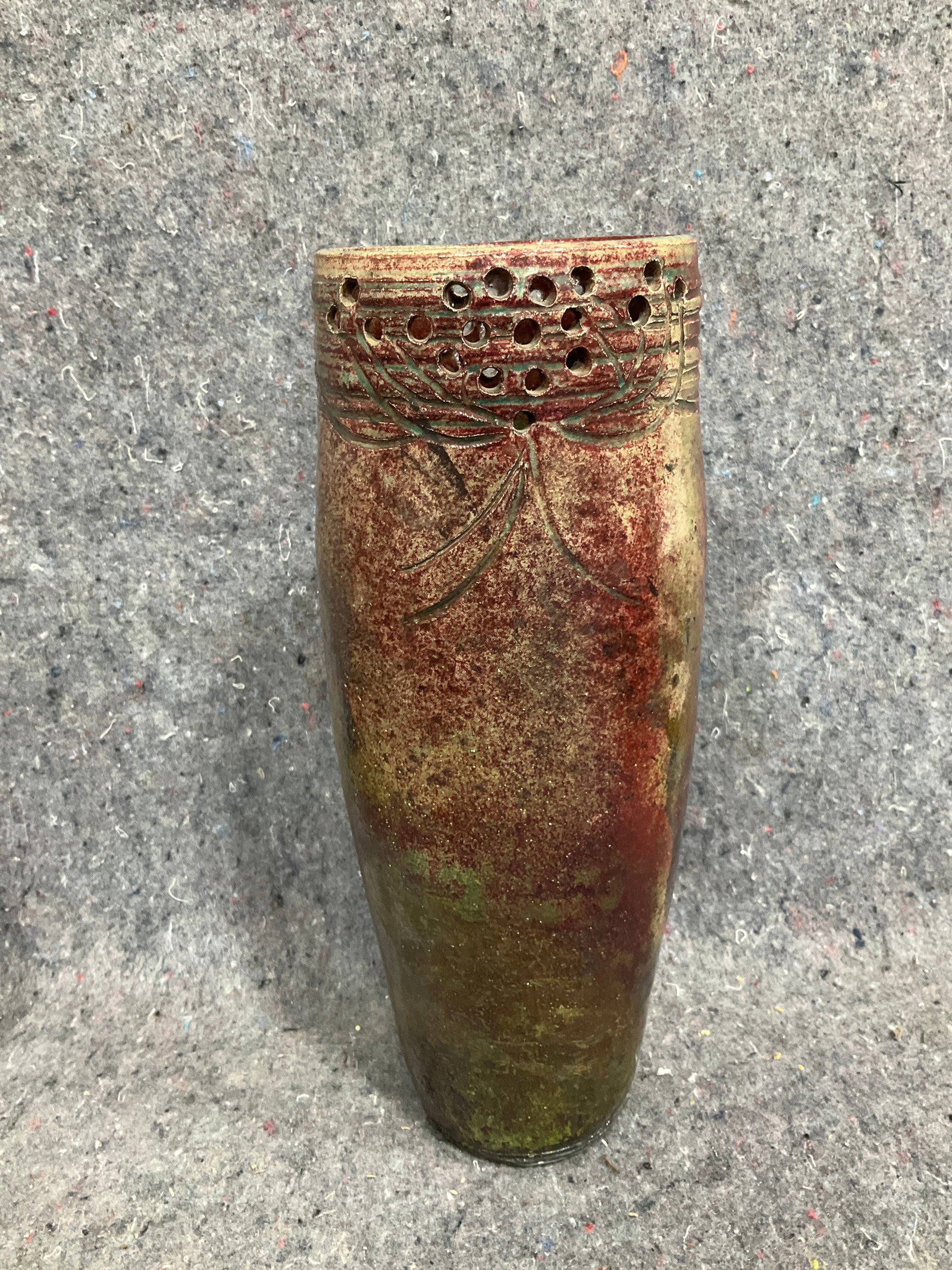 Rustic multi toned textured studio art pottery vase(10.75in tall) (1 of 1)