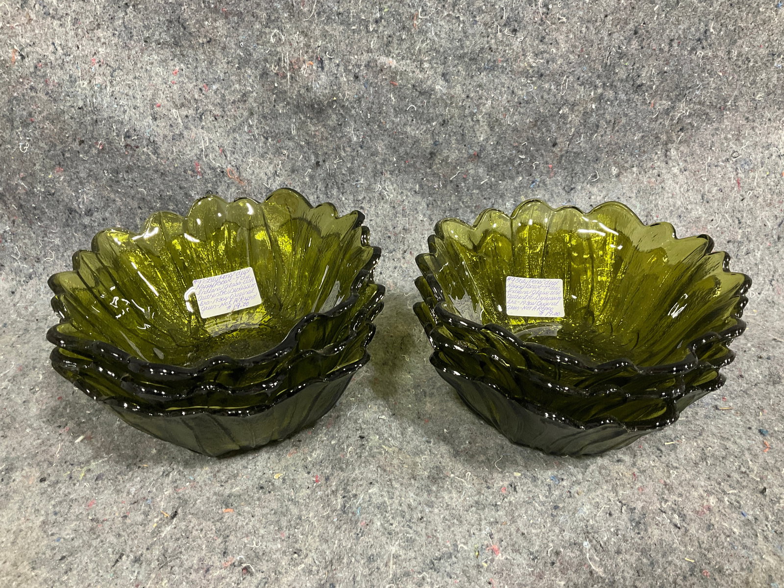 Indiana Glass green depression nappy bowls(7in across) (1 of 1)