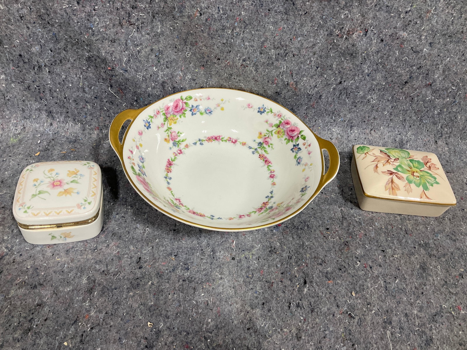 Haviland Ceramic Bowl (10in Long), and Trinket Boxes (Claire Burke, and more): Haviland Ceramic Bowl (10in Long), and Trinket Boxes (Claire Burke, and more)
