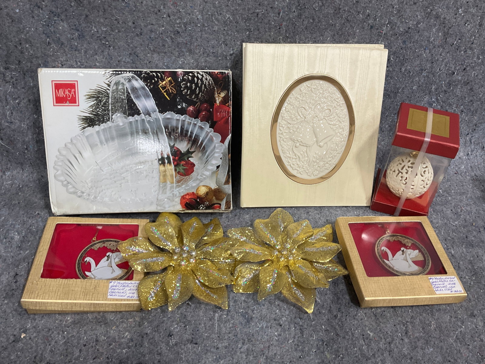 Mikasa Glass Tray, Lenox Photo Album,/Ornament, Goldplated Ornaments, and more: Mikasa Glass Tray, Lenox Photo Album,/Ornament, Goldplated Ornaments, and more