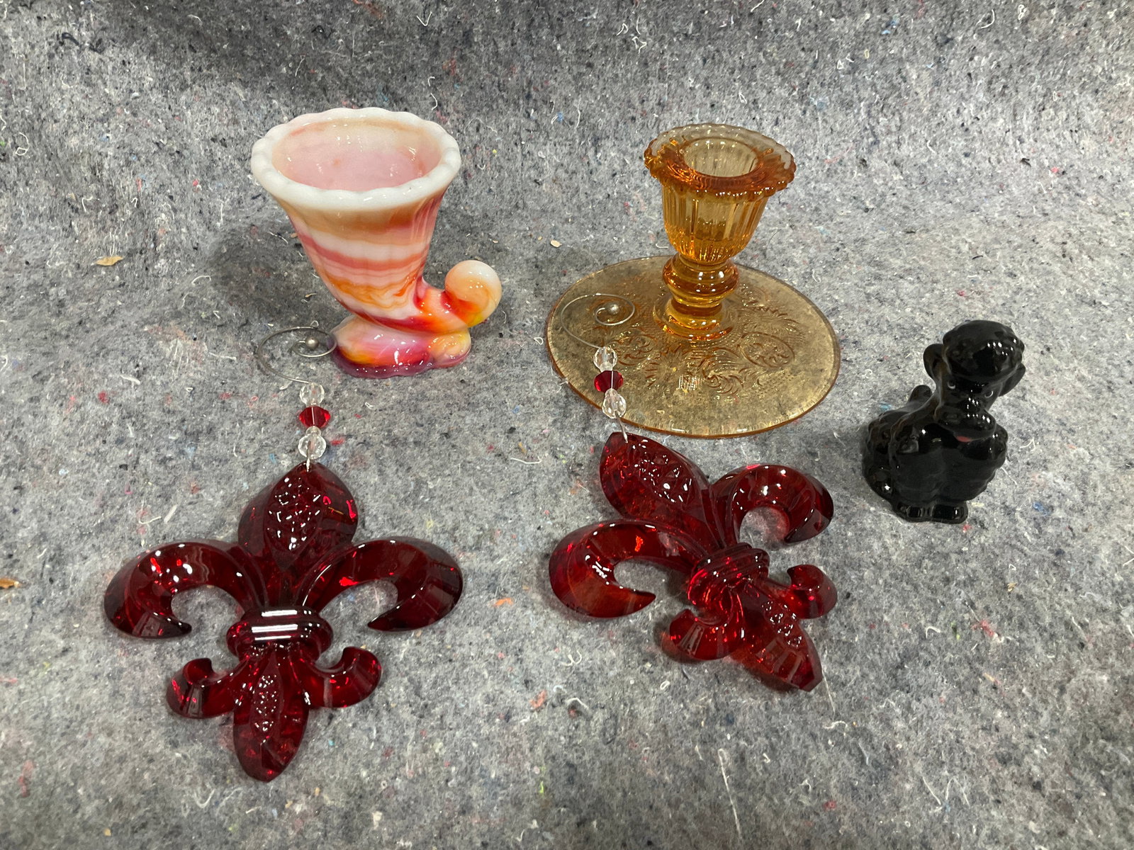 Amber Glass Candleholder, Imperial Glass Cornucopia, and more (3.5in Tall): Amber Glass Candleholder, Imperial Glass Cornucopia, and more (3.5in Tall)