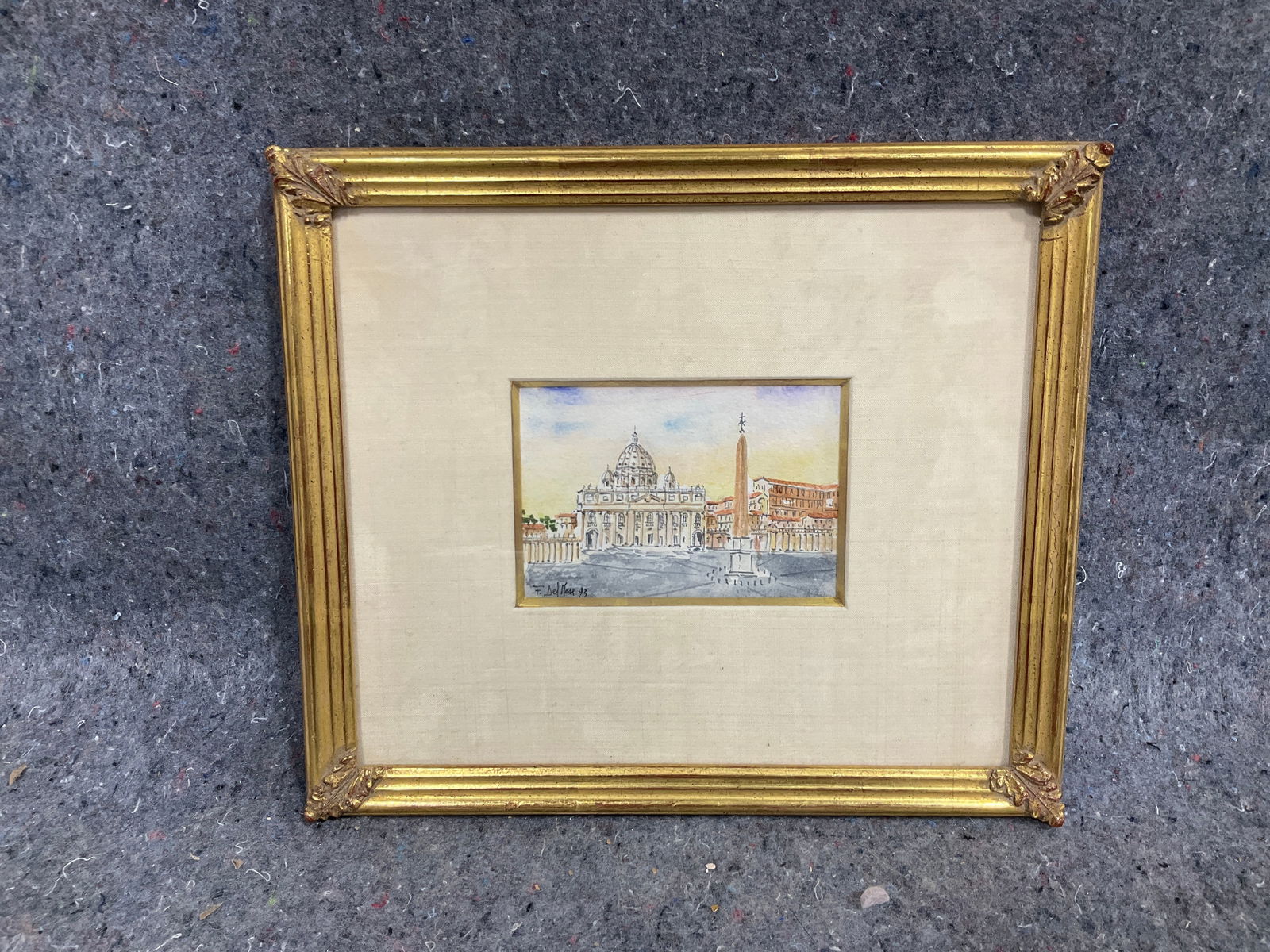 Framed watercolor painting of St. Peter's Basilica in Vatican city(9inx10in): Framed watercolor painting of St. Peter's Basilica in Vatican city(9inx10in)