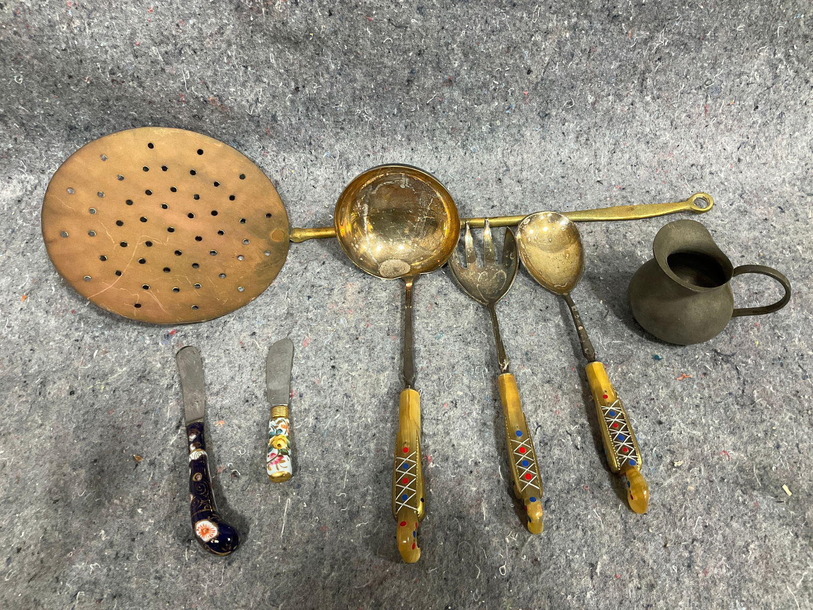 Vintage Brass Strainer, Lebanese Serving Set, and more: Vintage Brass Strainer, Lebanese Serving Set, and more