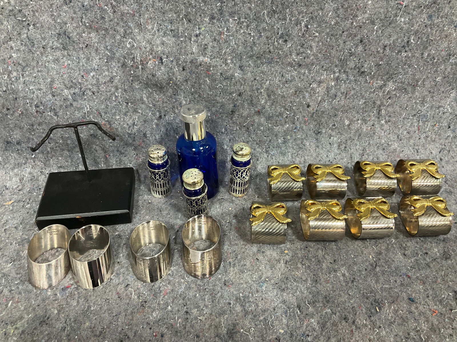 Vintage silver plated napkin holders, salt/pepper shakers, and more: Vintage silver plated napkin holders, salt/pepper shakers, and more