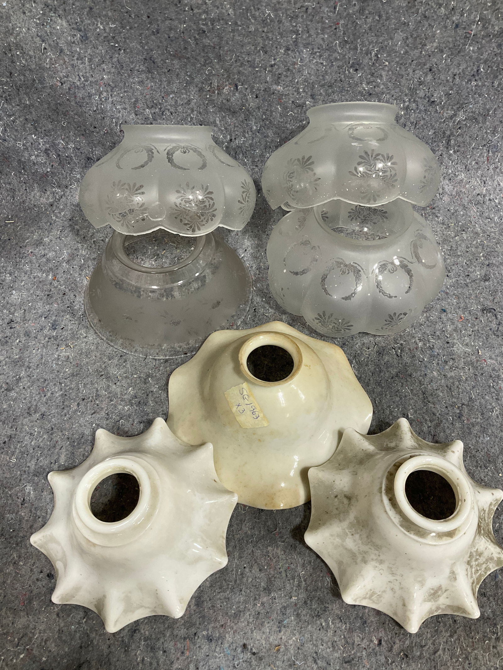 Various glass lampshades: Various glass lampshades