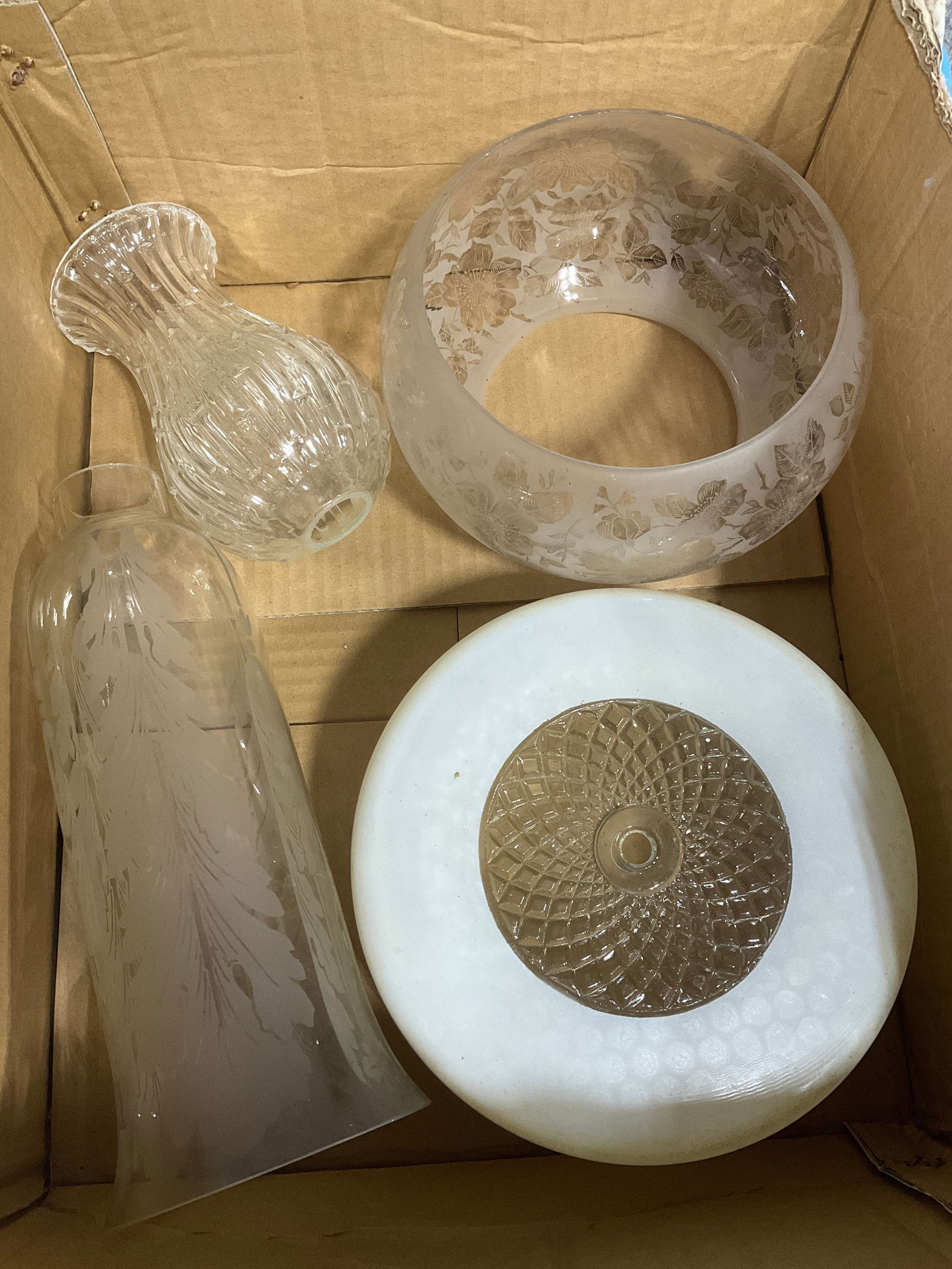 Various glass lampshades: Various glass lampshades