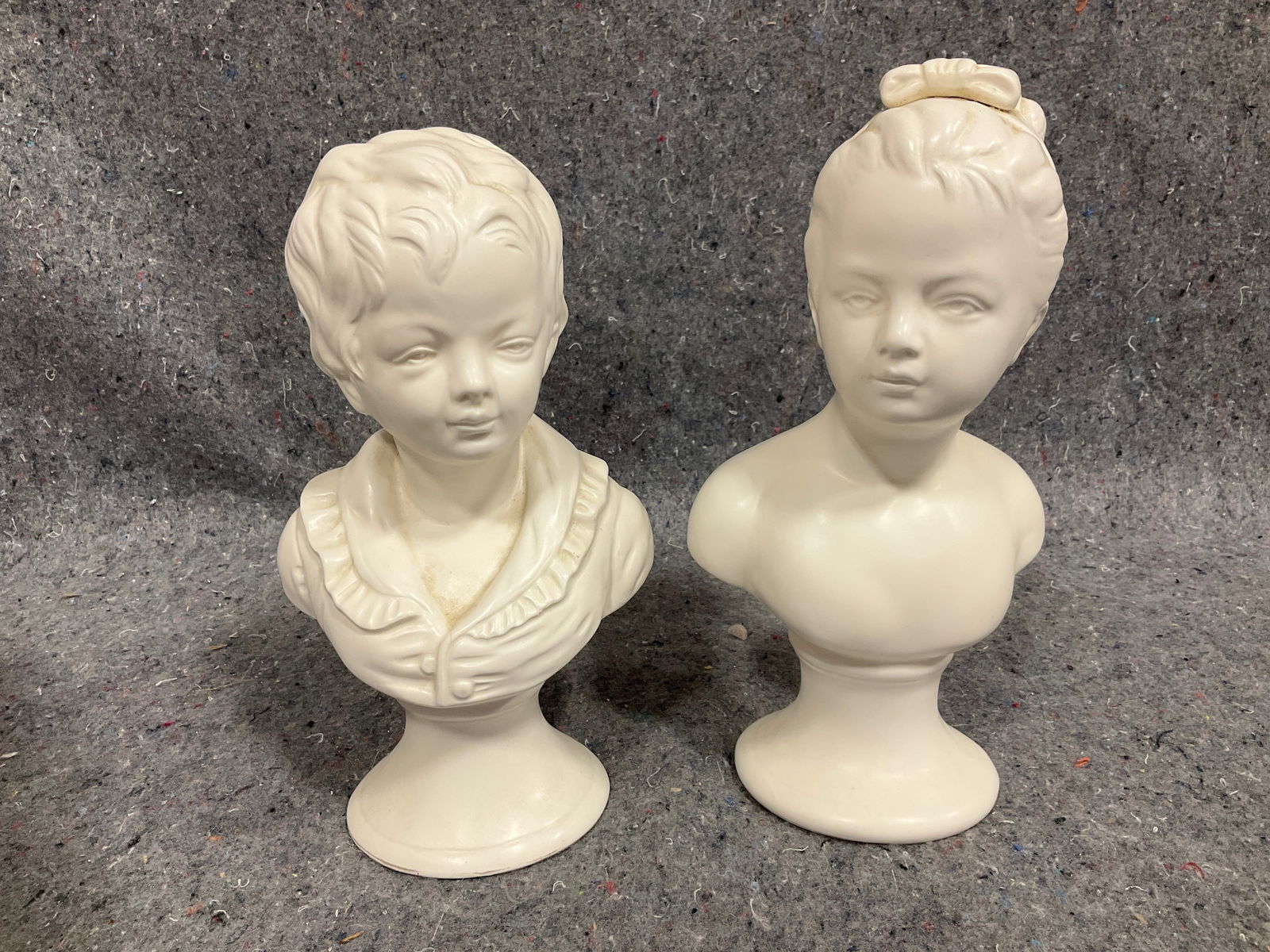 1960's white ceramic busts sculpted by Jean Antoine Houdon(9.5in tallest): 1960's white ceramic busts sculpted by Jean Antoine Houdon(9.5in tallest)