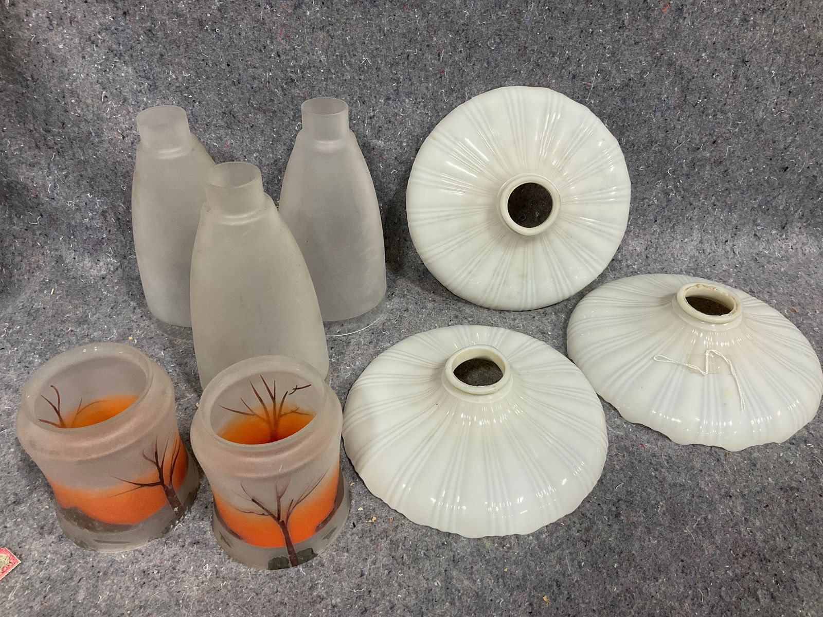 Various glass lampshades: Various glass lampshades