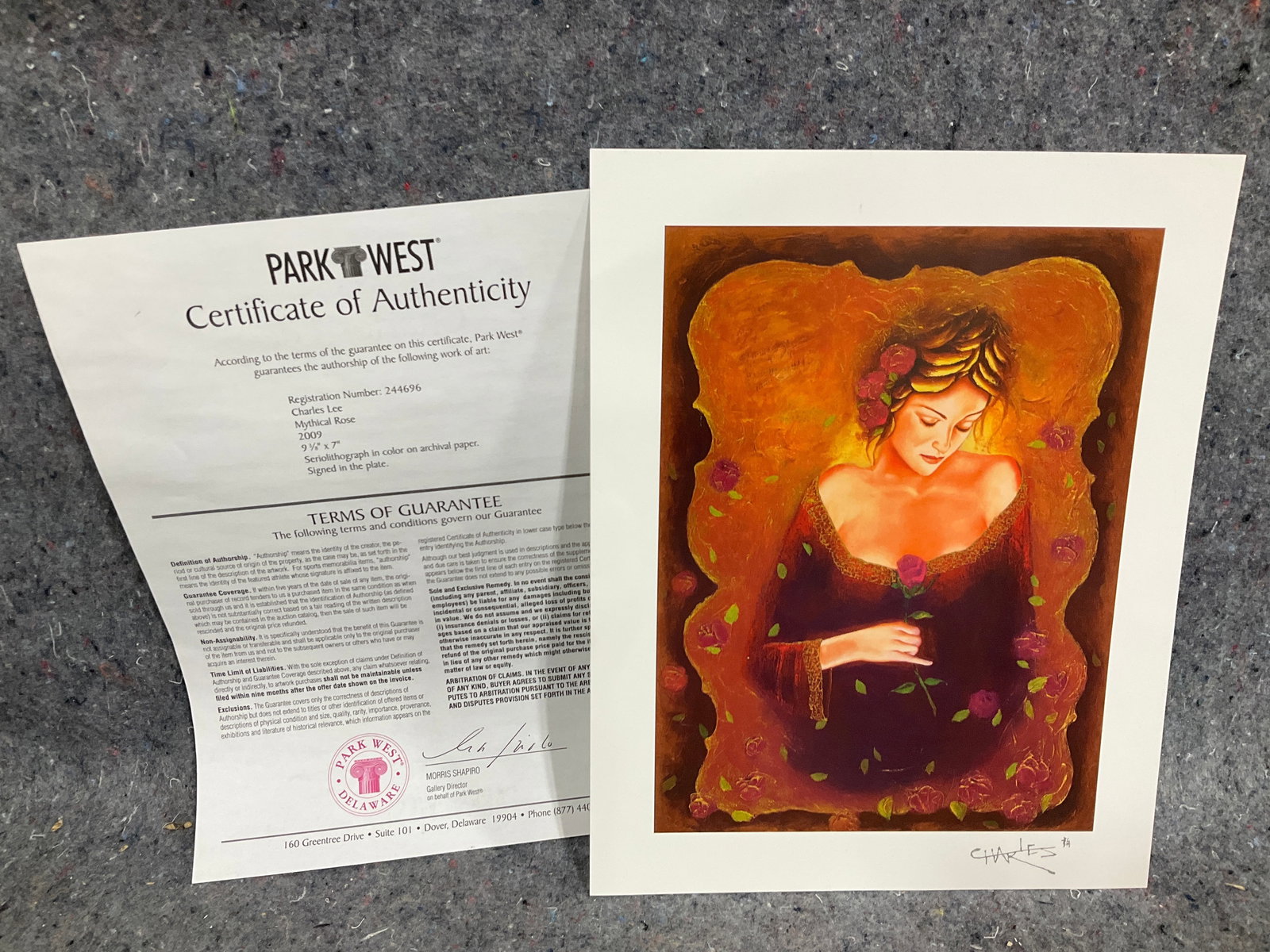 Seriolithograph mythical rose signed with COA by Charles Lee(9inx11.5in) (1 of 1)