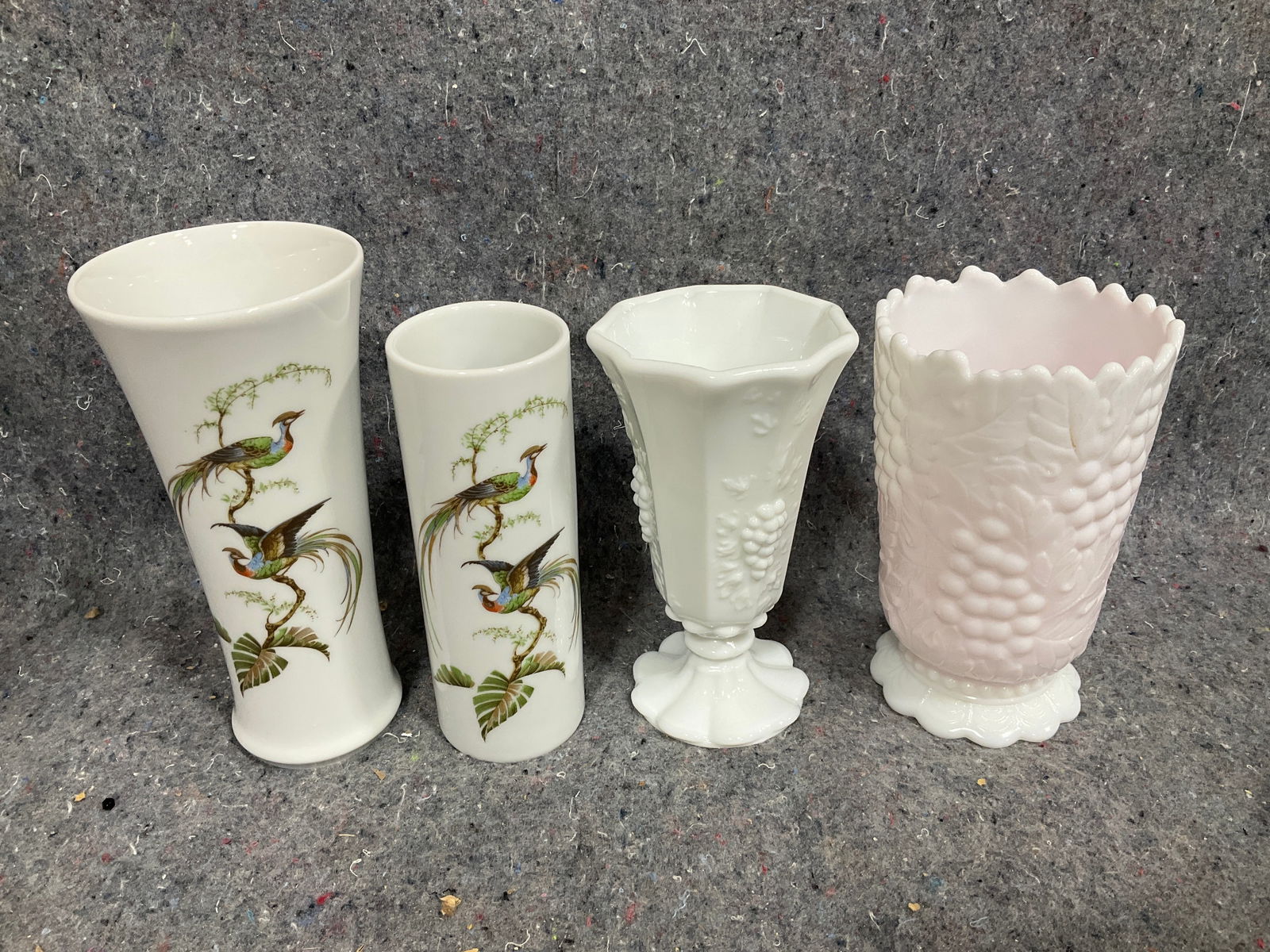 Kaiser porcelain vases and white milk glass vases(tallest 7in) (1 of 1)