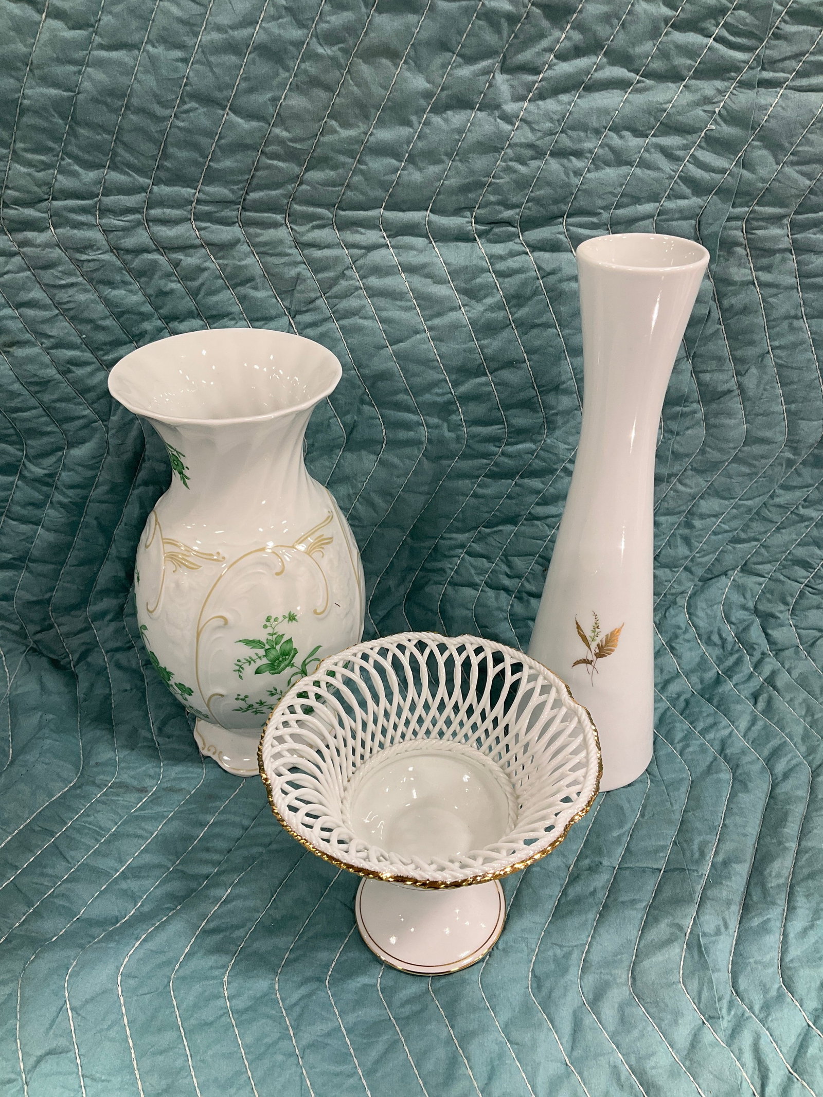 Ceramic vases and porcelain pedestal bowl(Kaiser, Vohinstrauss, etc.-12intallest) (1 of 1)