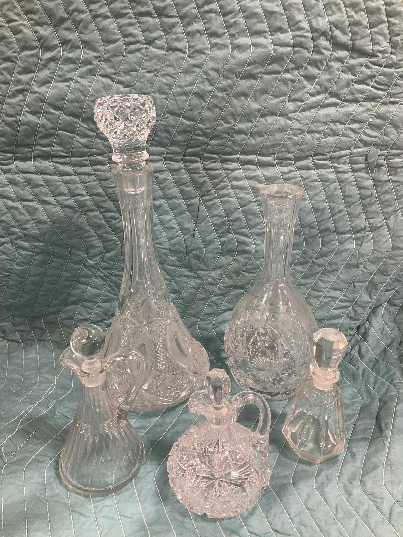 Crystal cut decanters(tallest 15in): Crystal cut decanters(tallest 15in)