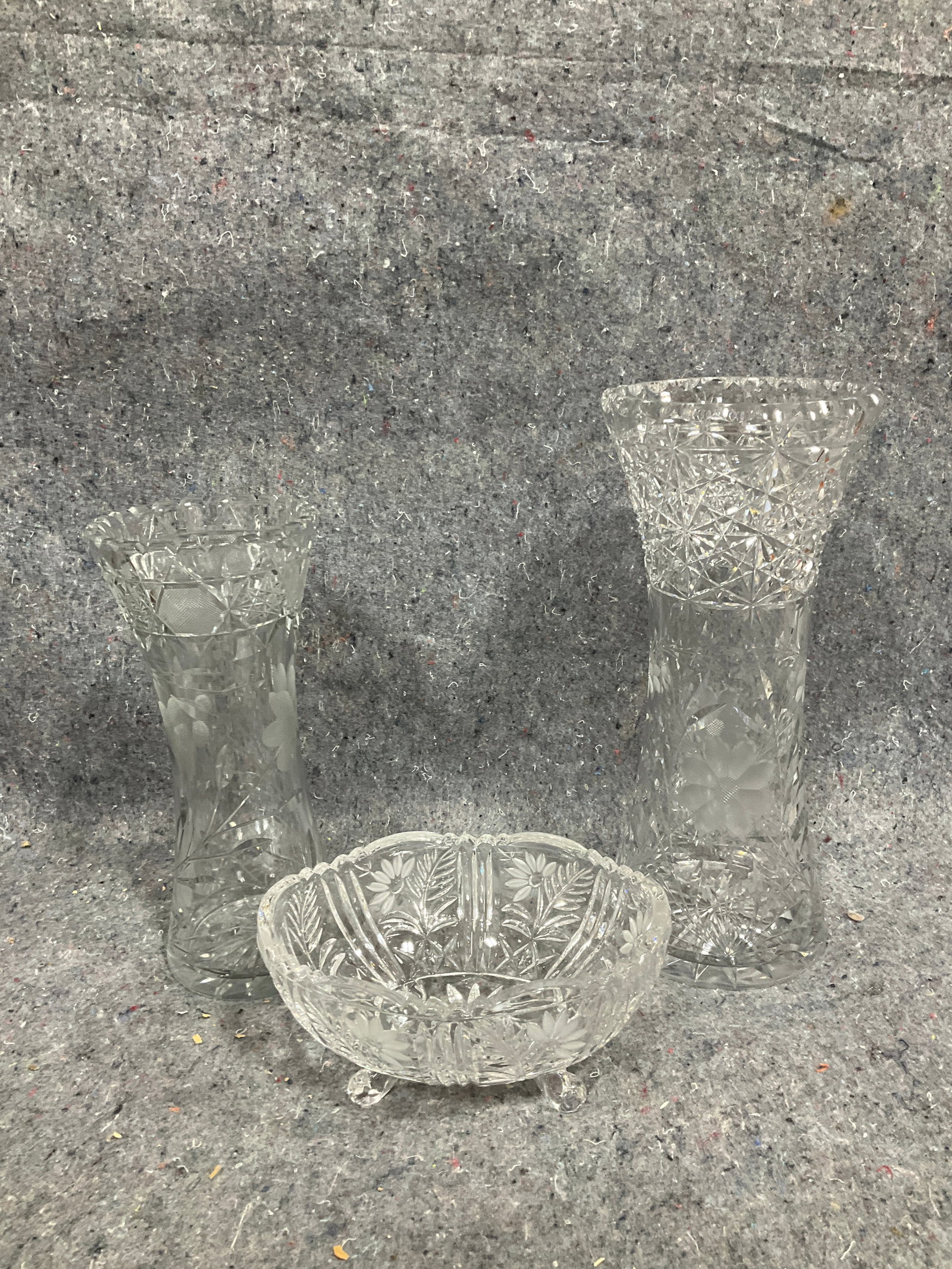 Crystal Glass Vases and Bowl (Tallest - 12in) (1 of 1)