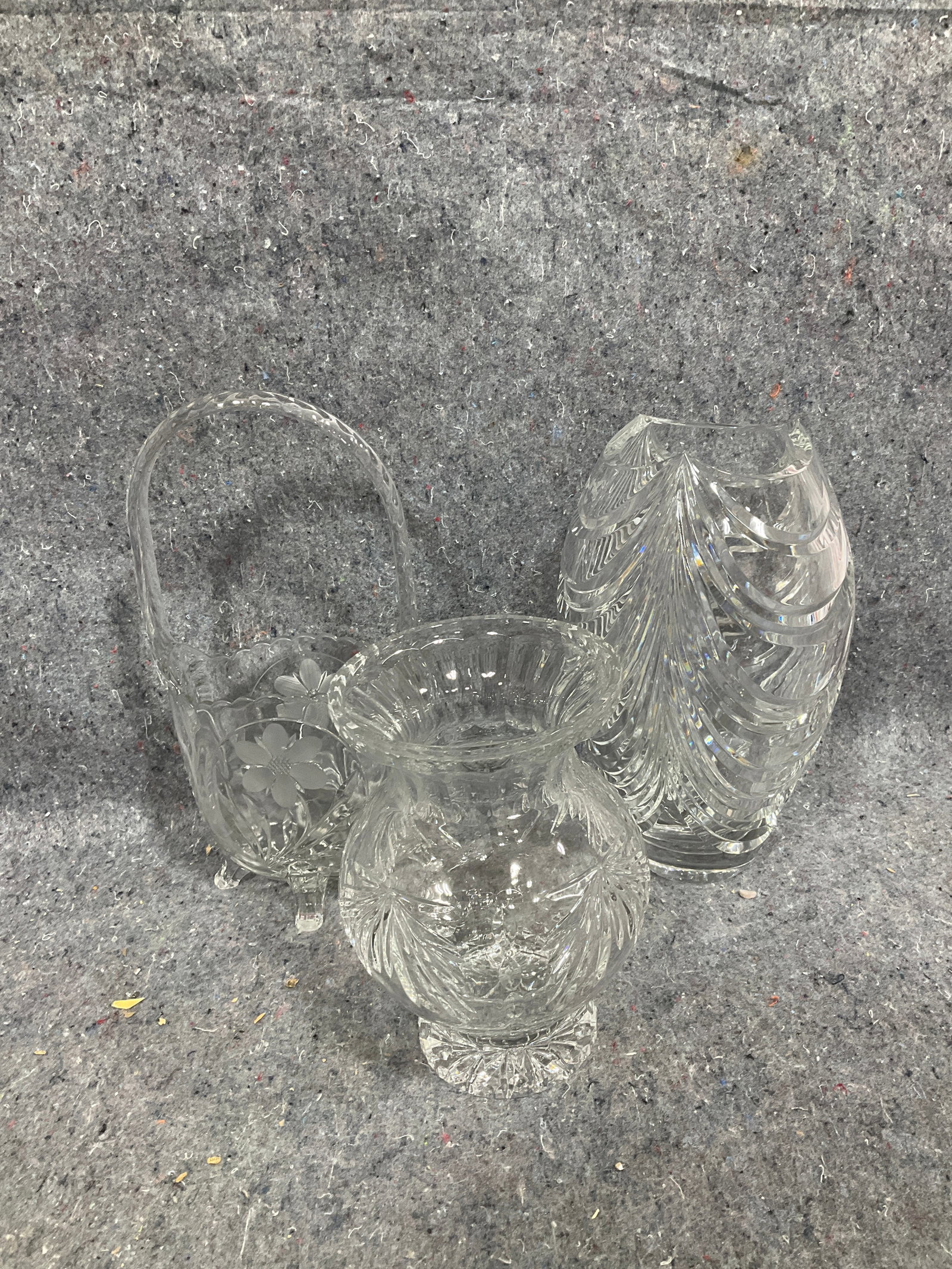 Crystal vases and basket(tallest 12.5in) (1 of 1)