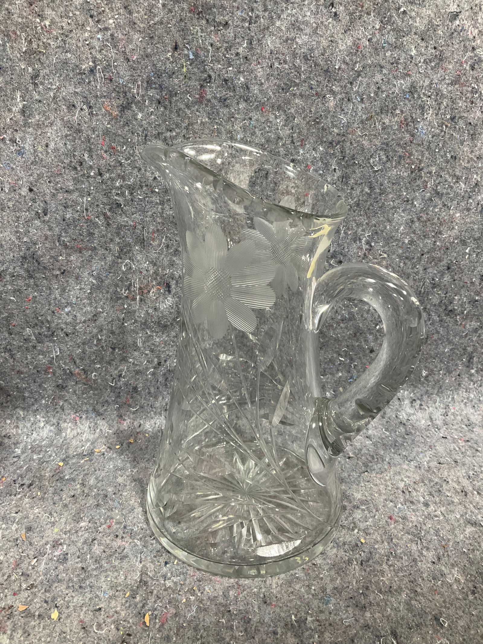 Crystal cut floral etched pitcher(10in tall) (1 of 1)