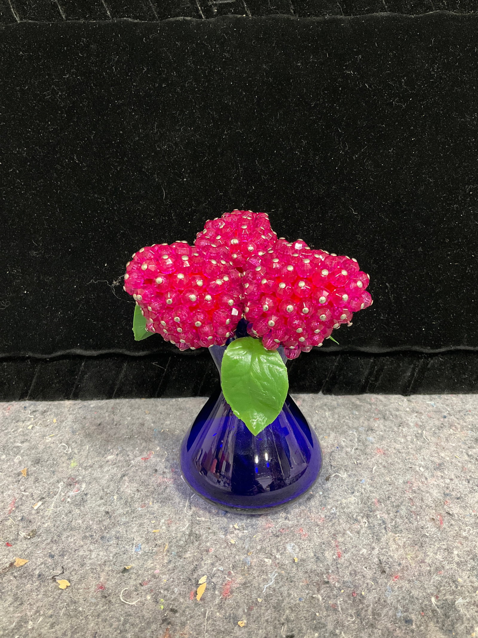 Vintage raspberry decorative beaded bundle and miniature vase (1 of 1)