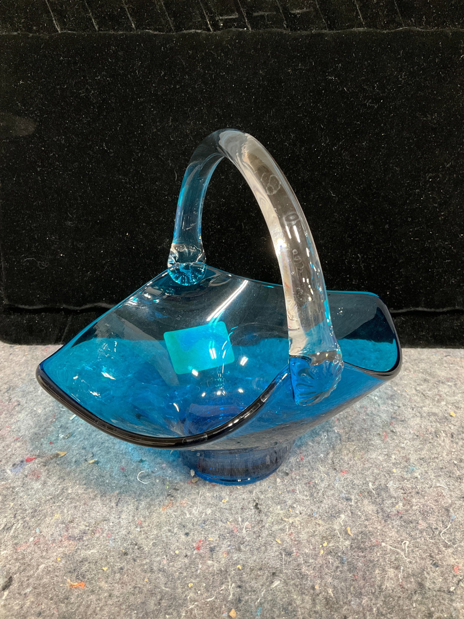 Murano blue glass basket(7in tall) (1 of 1)