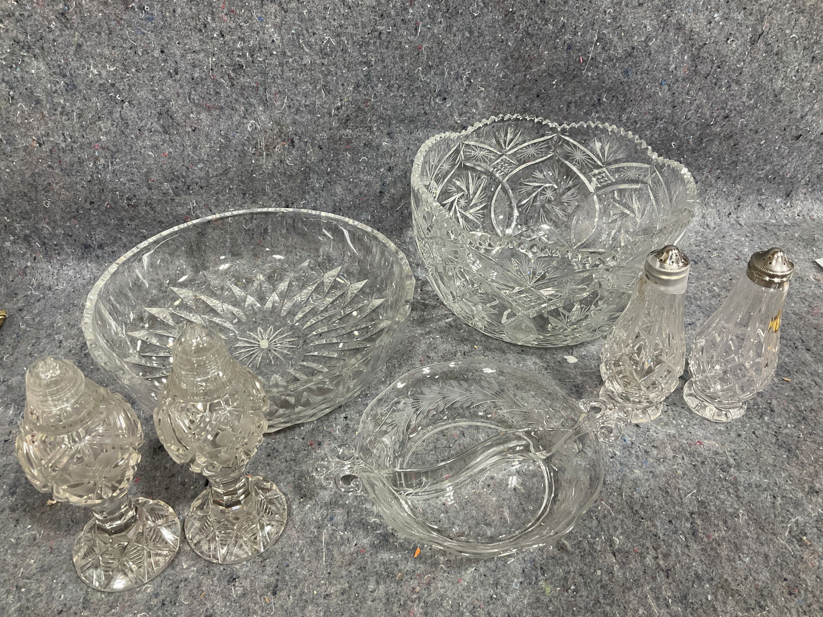 Crystal cut bowls, salt/pepper shakers, and more(tallest 6.5in) (1 of 1)