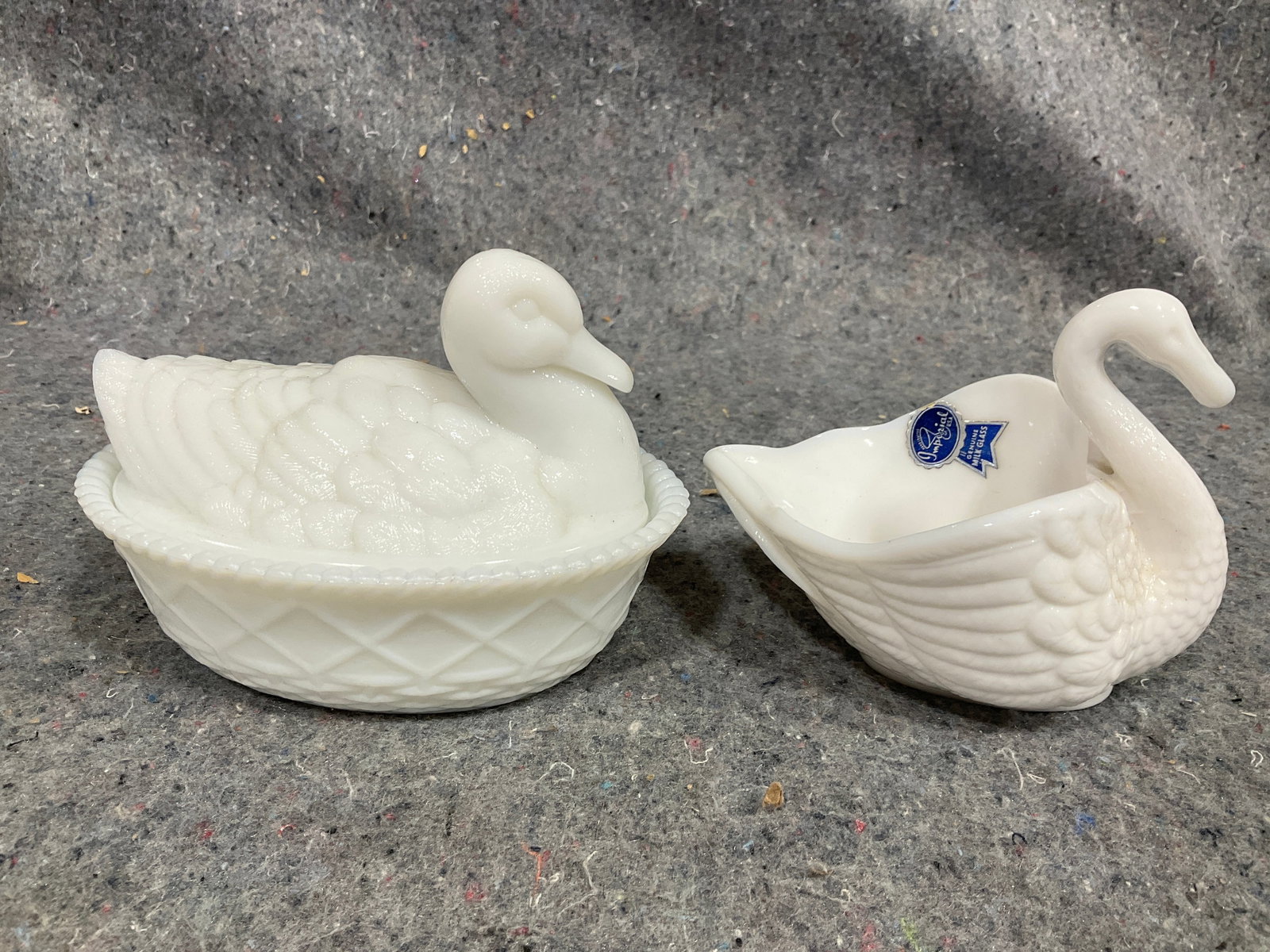 Imperial Art Glass Swan, and Westmoreland Nesting Hen (Tallest - 4.5in) (1 of 1)