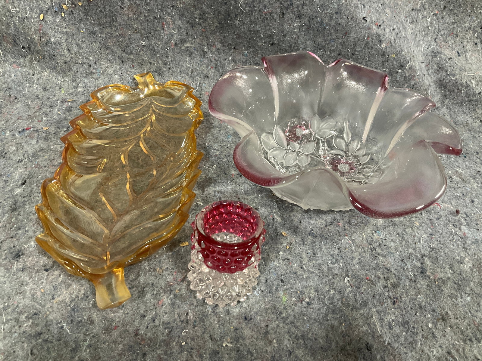 Mikasa Flower Glass Bowl, Amber Glass Leaf Dish, and more (Tallest - 3in) (1 of 1)