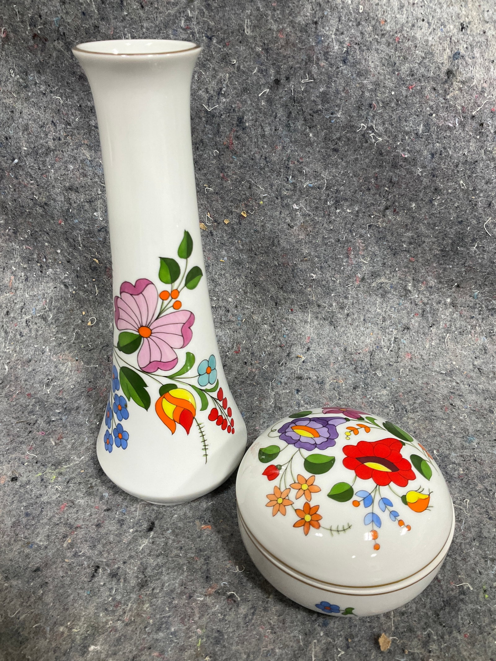 Kalocsa Handpainted Vase and Trinket Box (Tallest - 8in) (1 of 1)