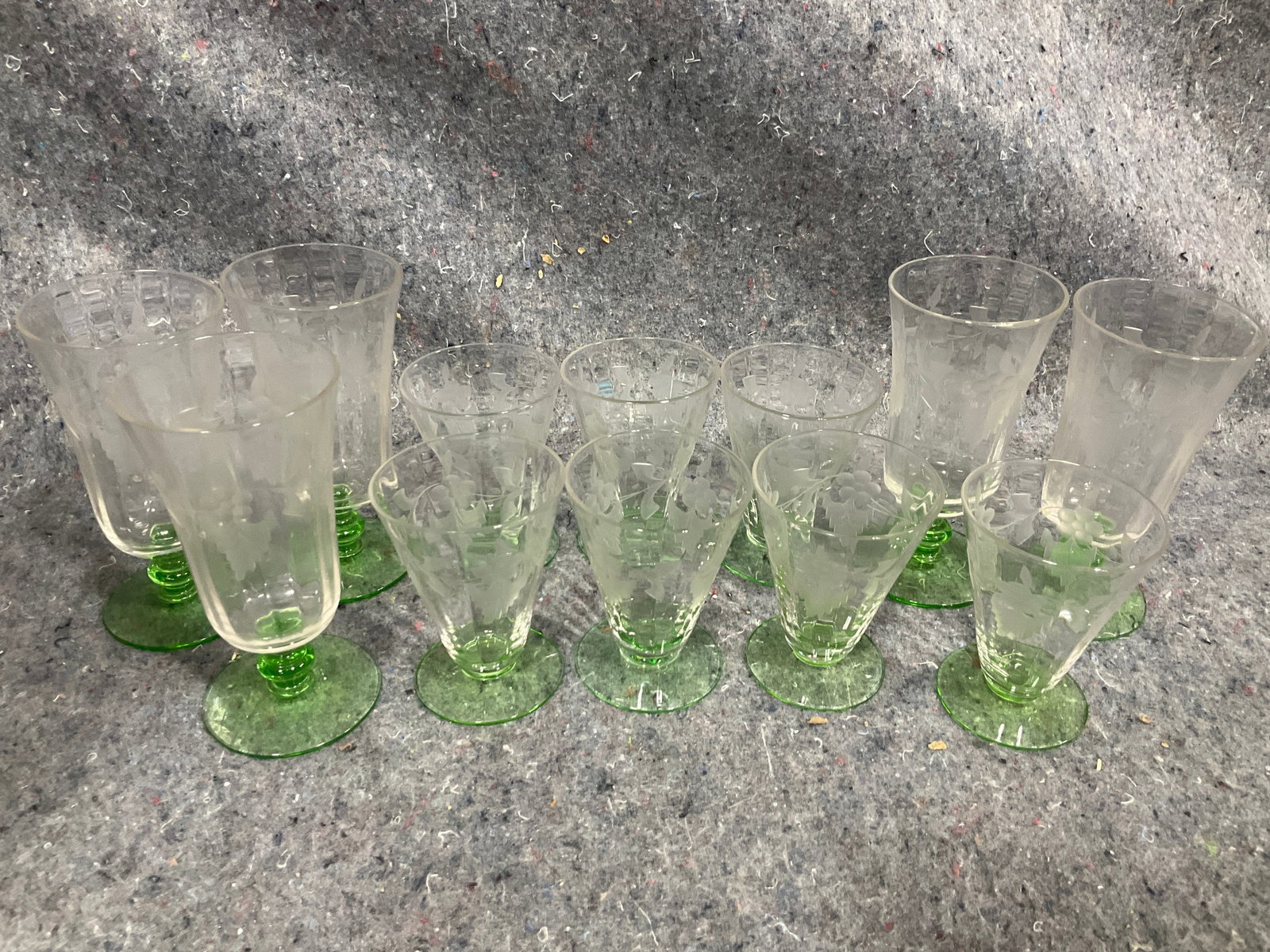 Etched Green Base Glasses (Tallest - 5in) (1 of 1)