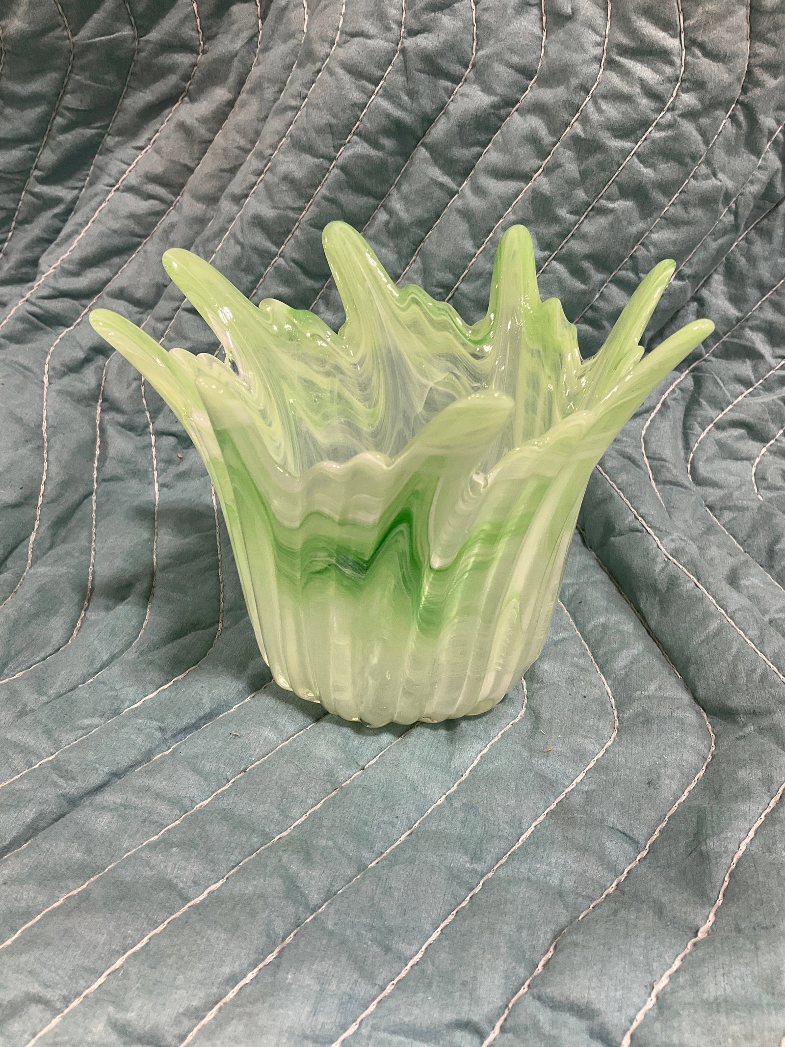 Murano Style Fanned Art Glass Vase (4.5in tall) (1 of 1)