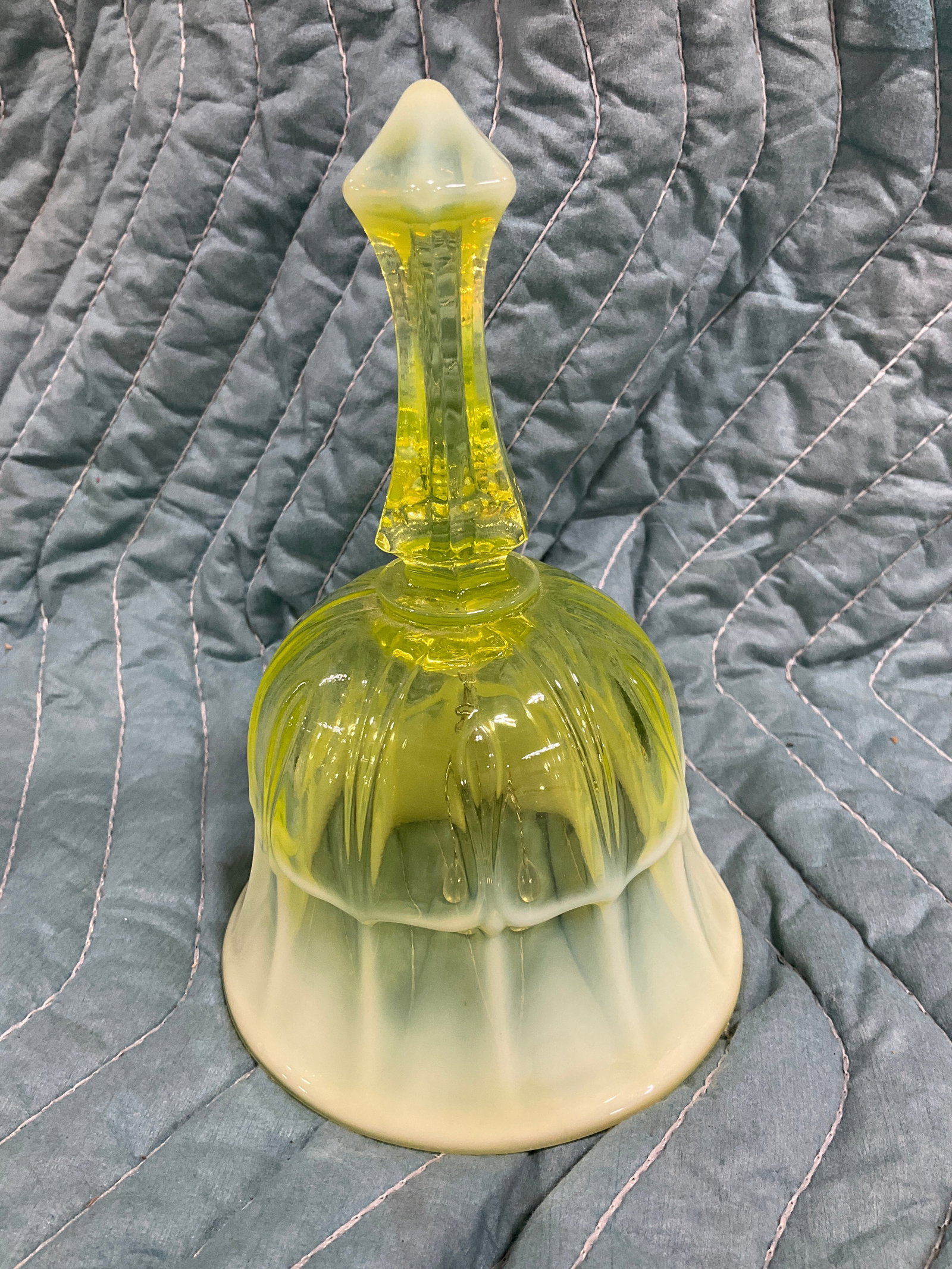 Fenton Opalescent Uranium Glass Bell (6.5in Tall) (1 of 1)
