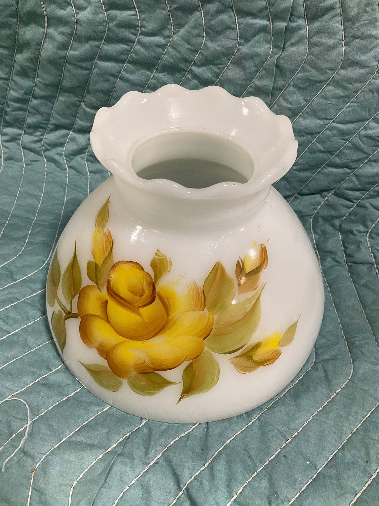 Handpainted Milk Glass Lampshade (1 of 1)