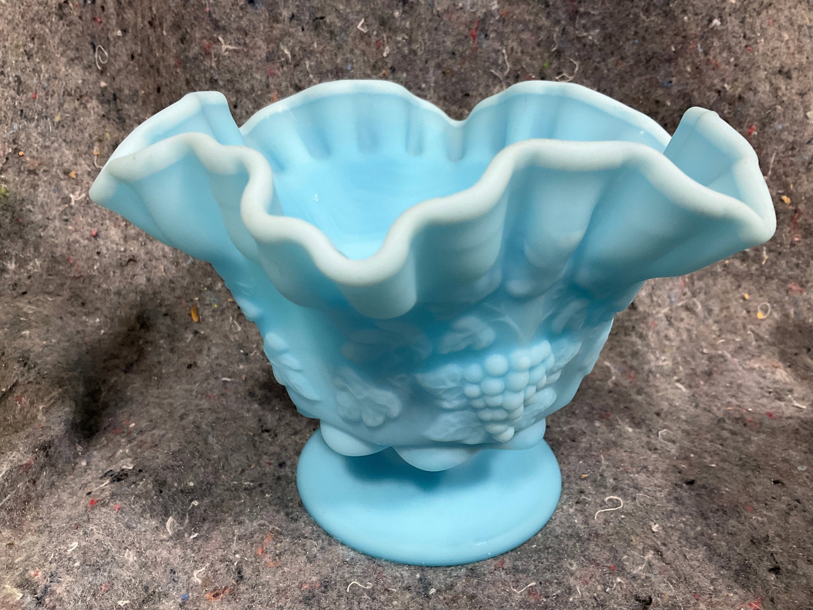 Vintage Westmoreland Blue Satin Milk Glass Pedestal Dish (4in Tall) (1 of 1)