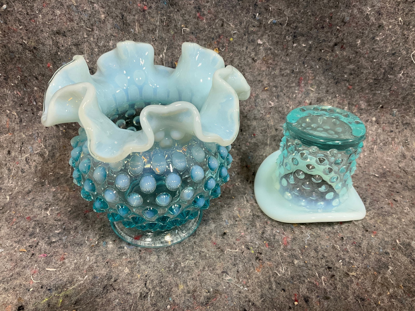 Fenton Hobnail Art Glass Vase, and Top Hat (Tallest - 4.5in) (1 of 1)