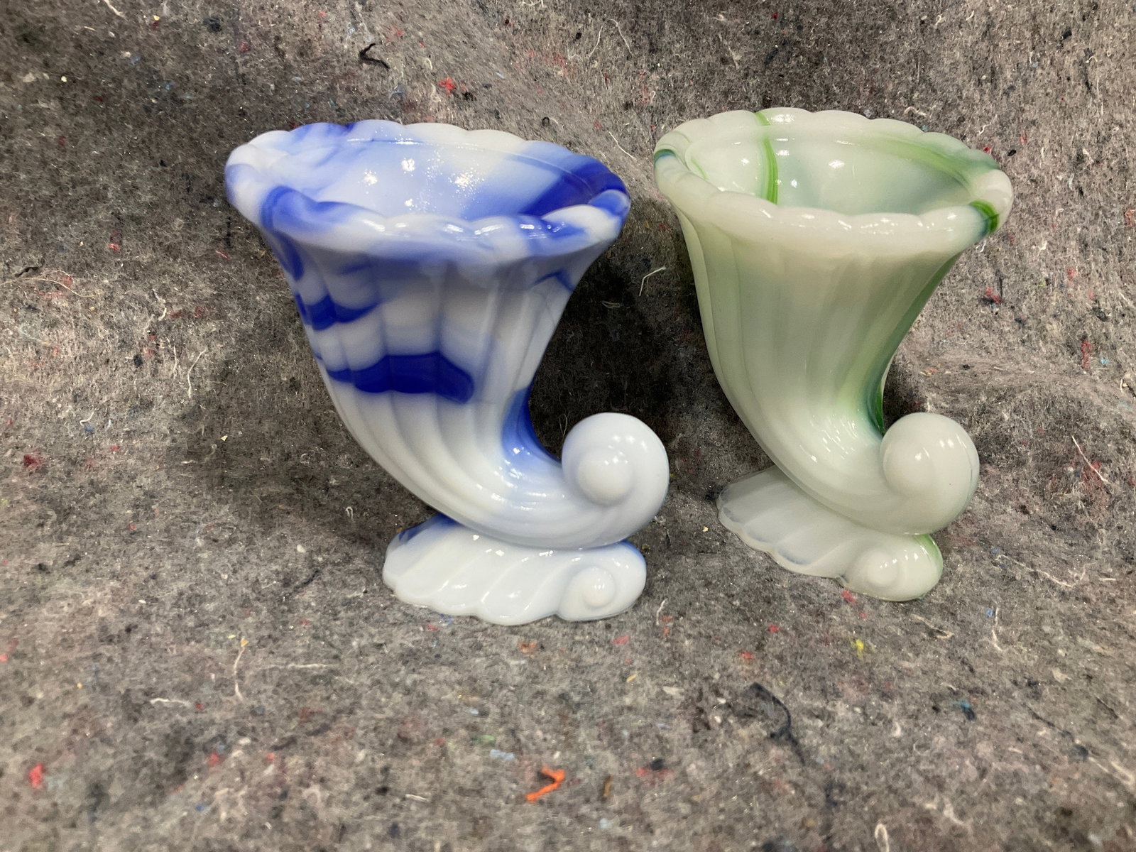 Akro Agate Glass Cornucopia Vases(3.5in Tall) (1 of 1)