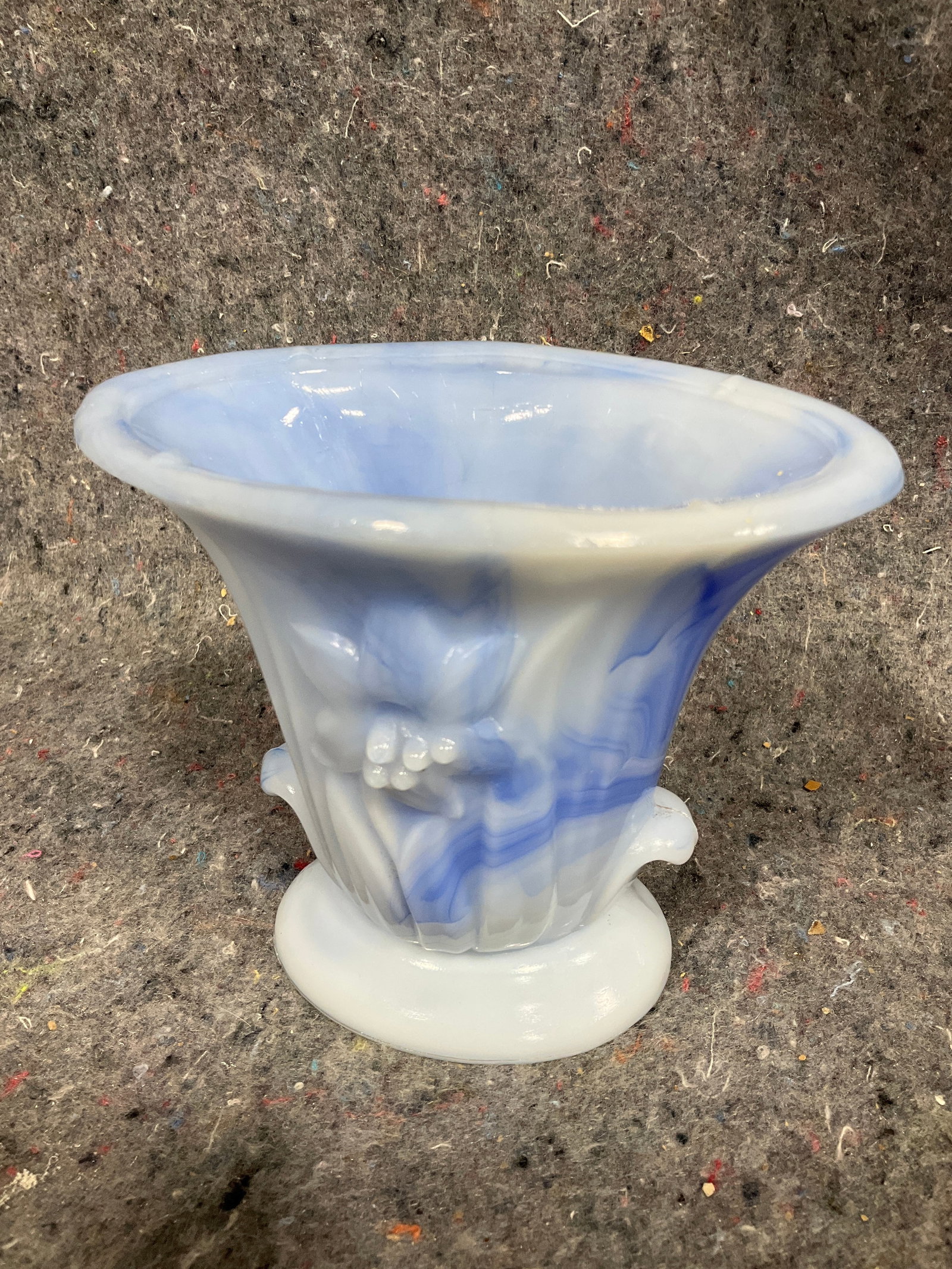 Akro Agate Blue and White Slag Glass Vase (4.5in Tall) (1 of 1)