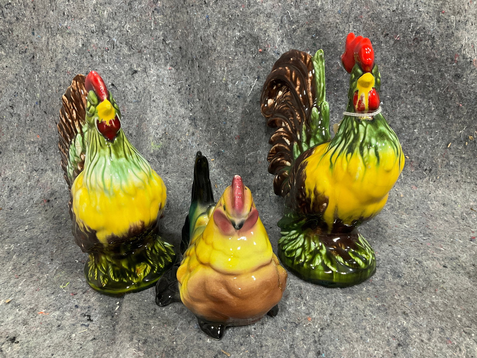 Vintage Majolica Pottery Roosters (8.5in Tall) (1 of 1)