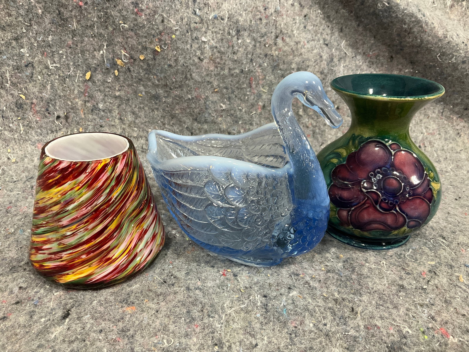 Fenton Blue Art Glass Swan, Moorcroft Pottery Vase, and more (Tallest - 4in) (1 of 1)