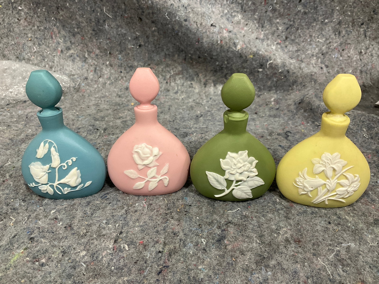 Jasperware Perfume Bottles *green has small chip* (3.5in Tall) (1 of 1)