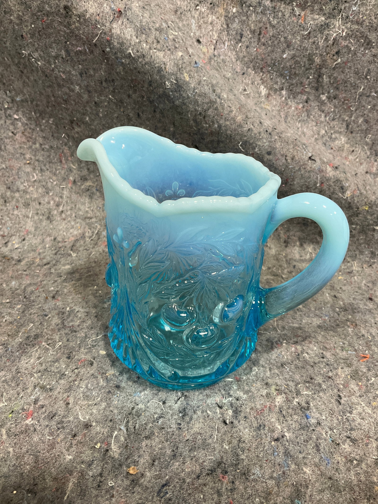 Fenton Opalescent Blue Glass Pitcher (5in Tall) (1 of 1)