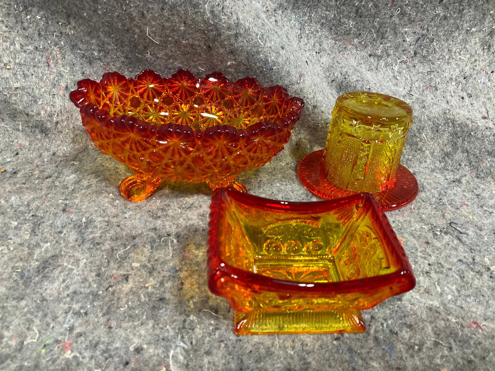 Amber Glass Footed Bowl, Top Hat, and more (Tallest - 3in) (1 of 1)