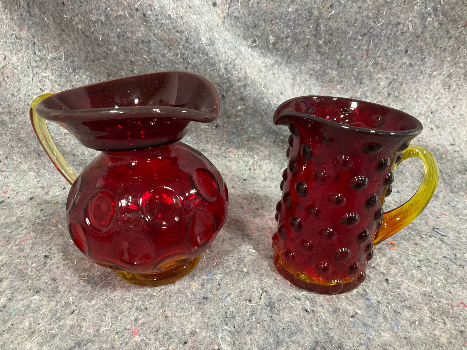Kanawha Amber Pitcher, and Fenton Hobnail Pitcher (Tallest - 4.5in) (1 of 1)