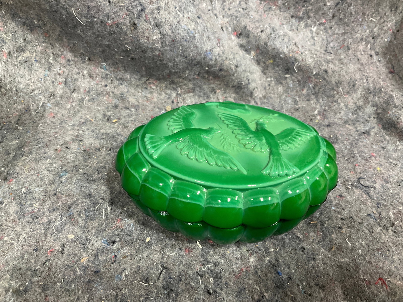 Malachite Glass Trinket Box (2.5in Tall) (1 of 1)