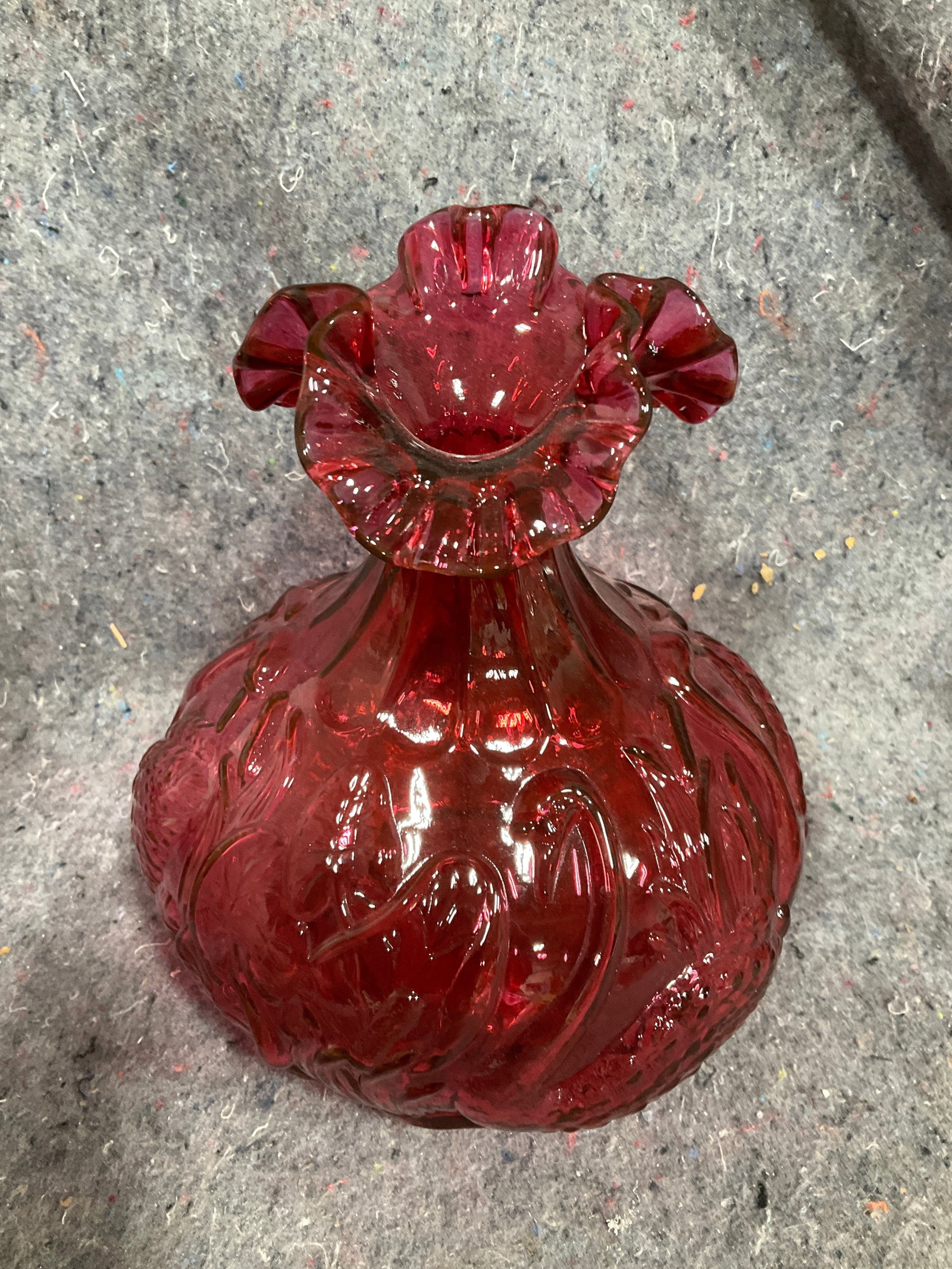 Fenton Cranberry Glass Vase (8.5in Tall) (1 of 1)