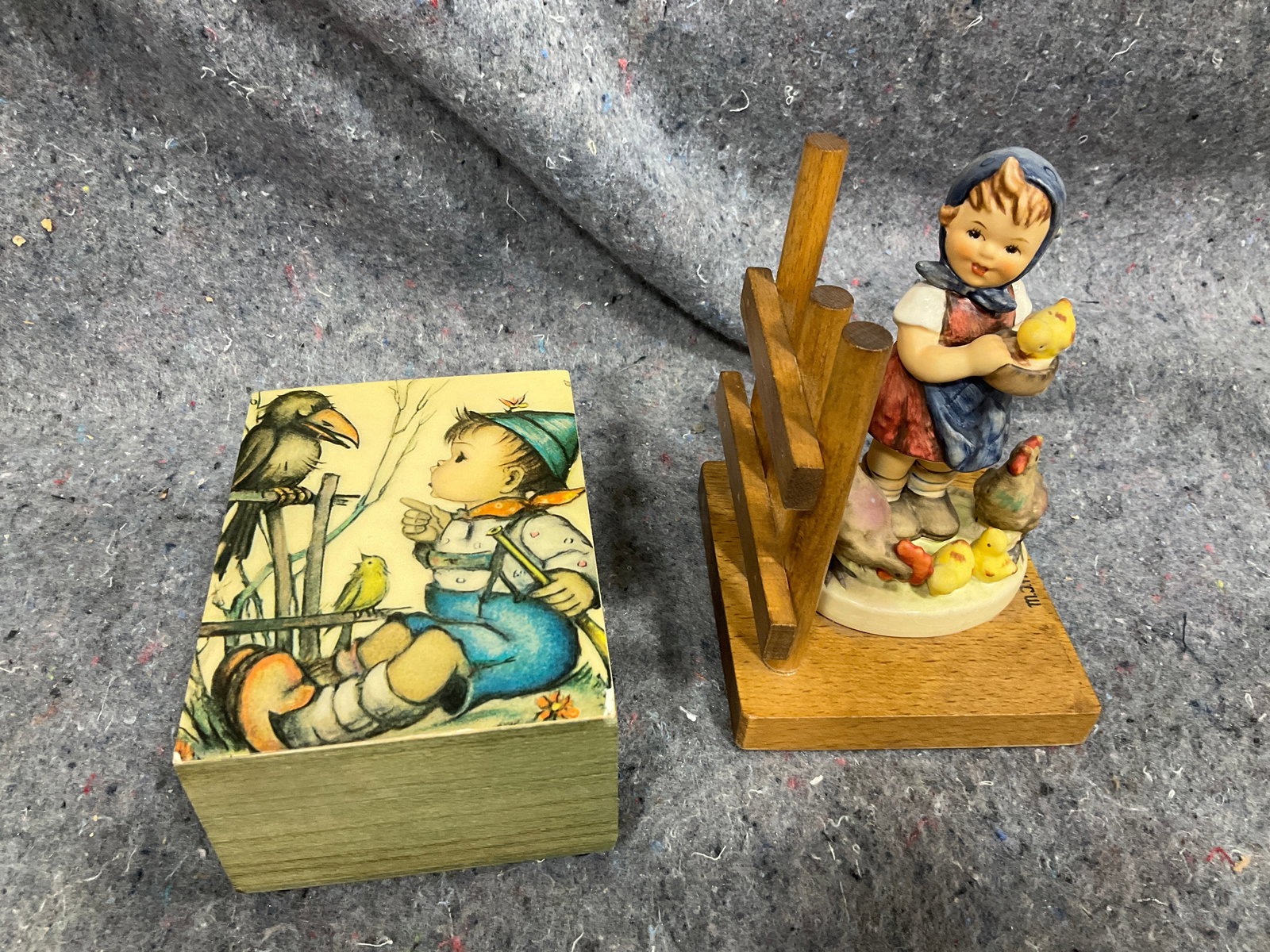 Hummel Porcelain Figure, and Wooden Trinket Box (Tallest - 6in) (1 of 1)