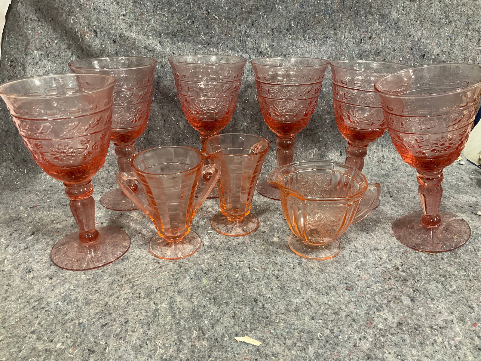 Various Pink Depression Glasses (Tallest - 7.5in): Various Pink Depression Glasses (Tallest - 7.5in)